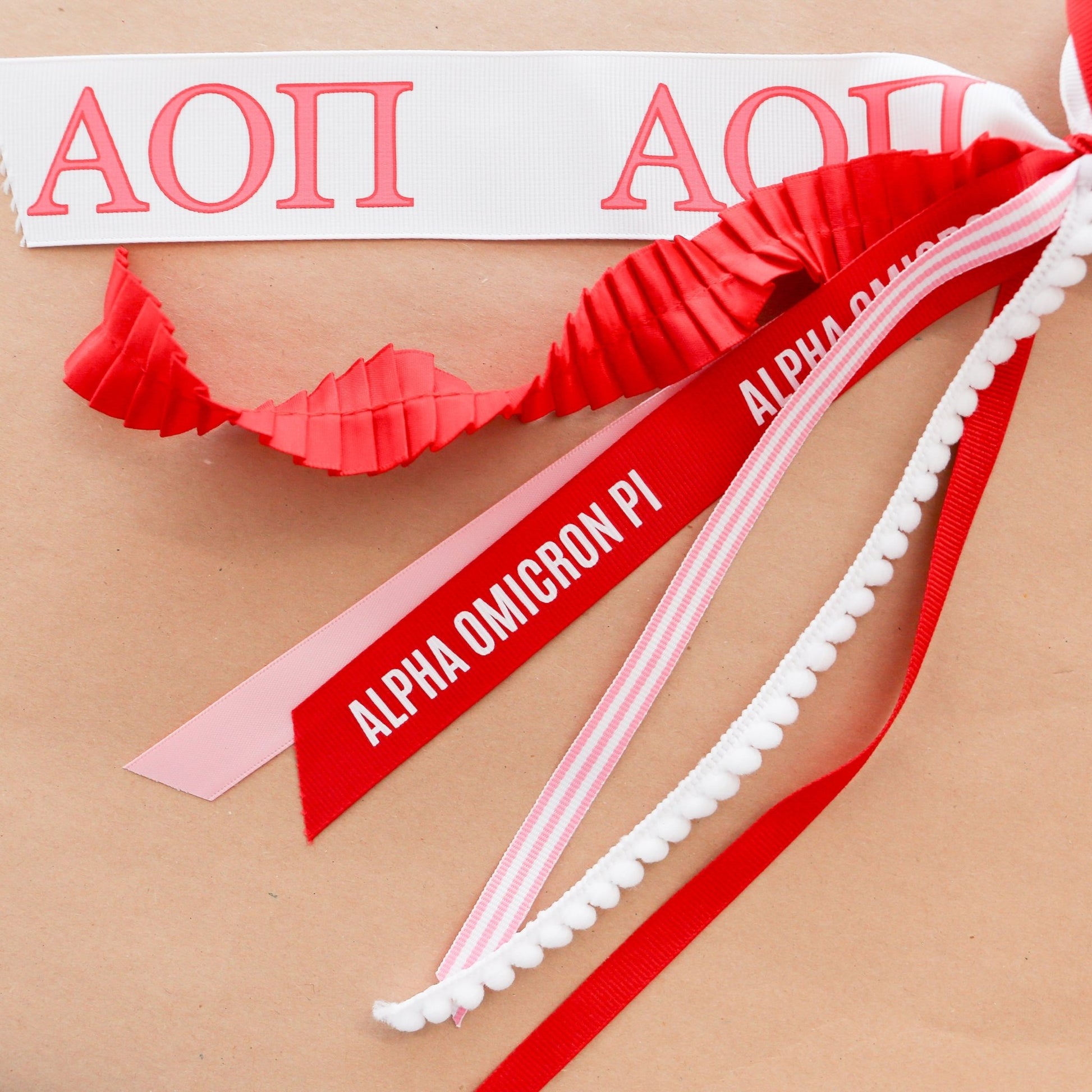 Alpha Omicron Pi Ribbon Tassel - Knot and Spool