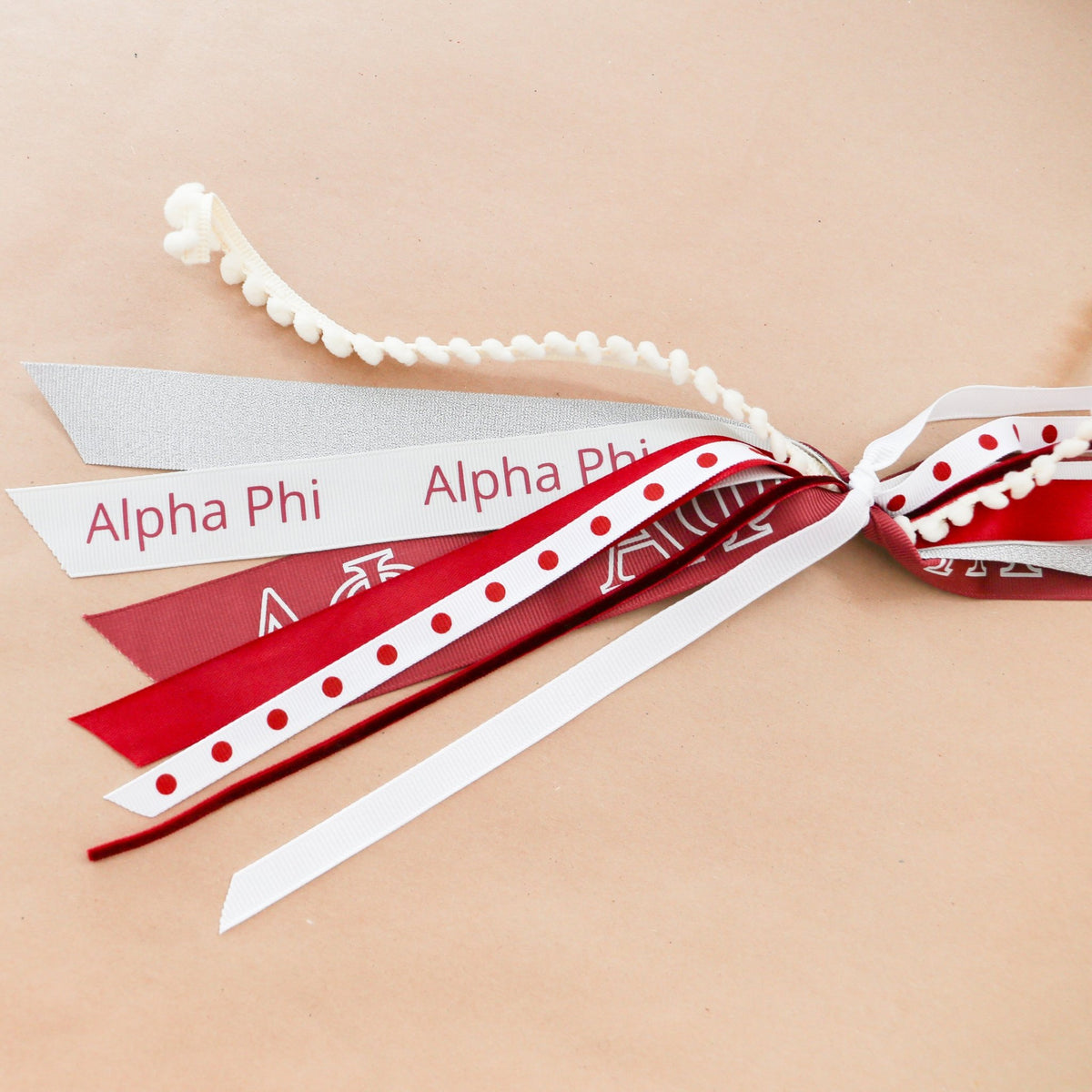 Alpha Phi Ribbon Tassel - Knot and Spool