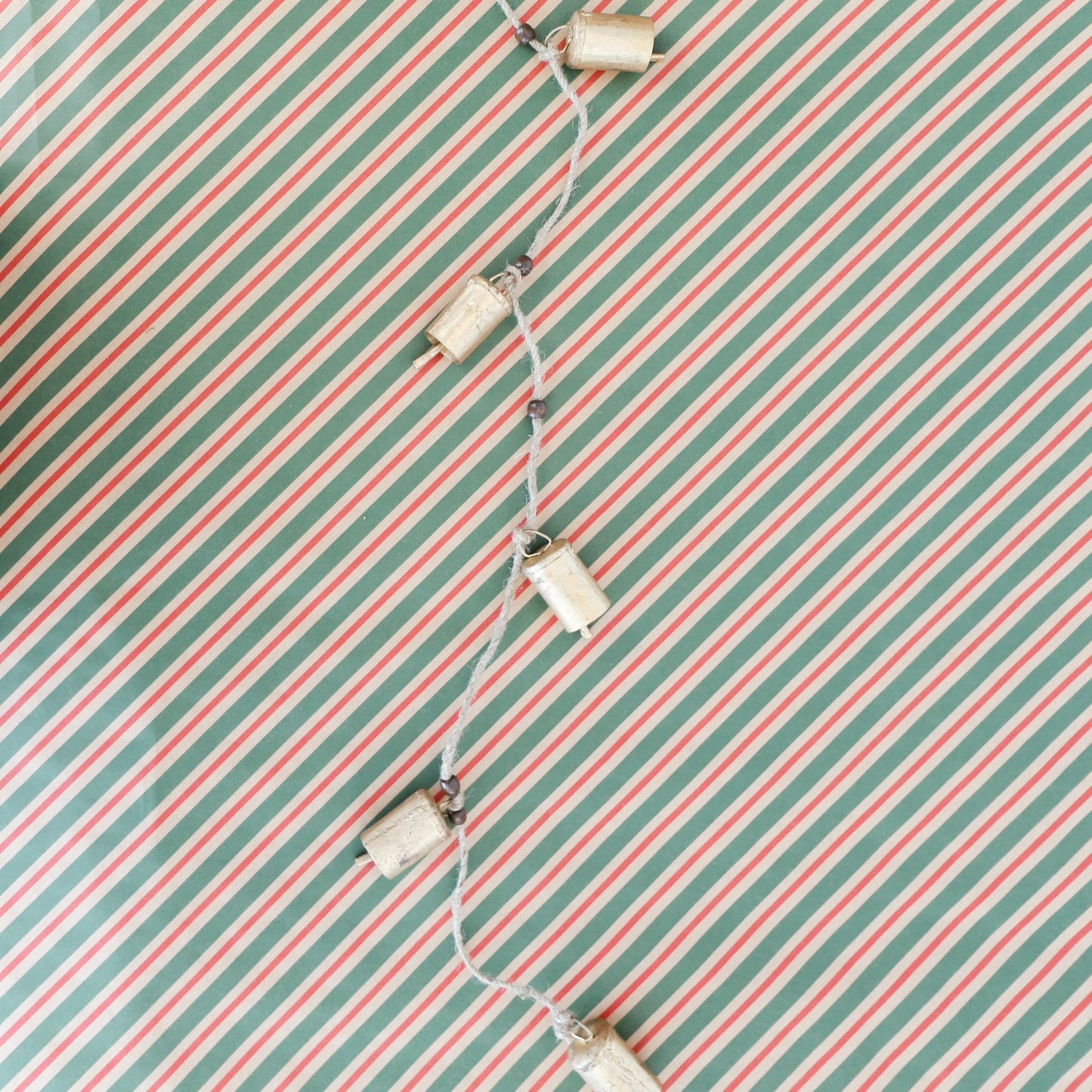 Antique Brass Bells with Wood Beads & Jute | 28 - in - Knot and Spool