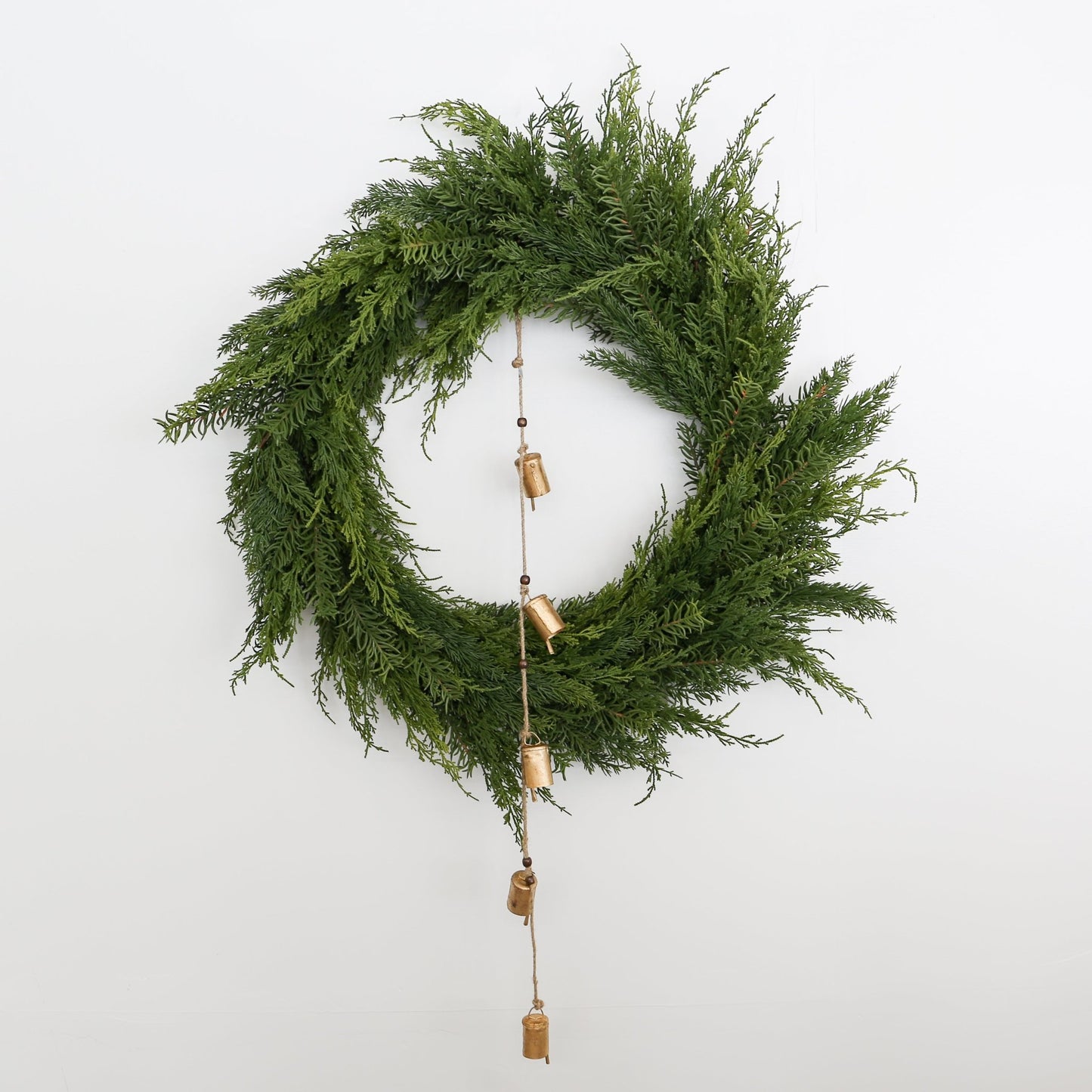 Antique Brass Bells with Wood Beads & Jute | 28 - in - Knot and Spool