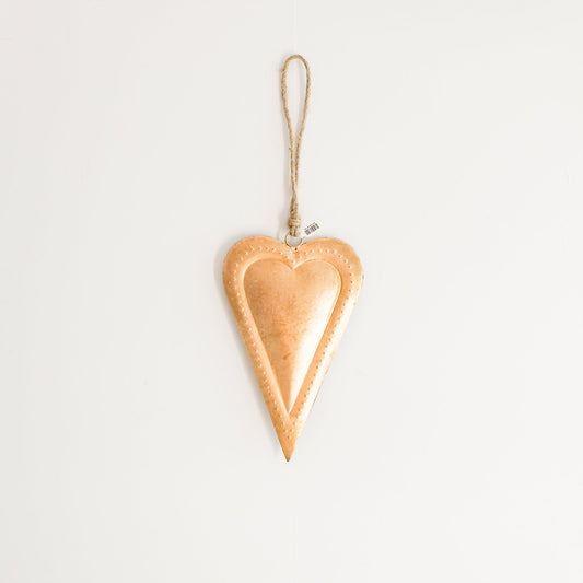 Antique Brass Metal Heart | 5.25 x 8.5 inches - Knot and Spool