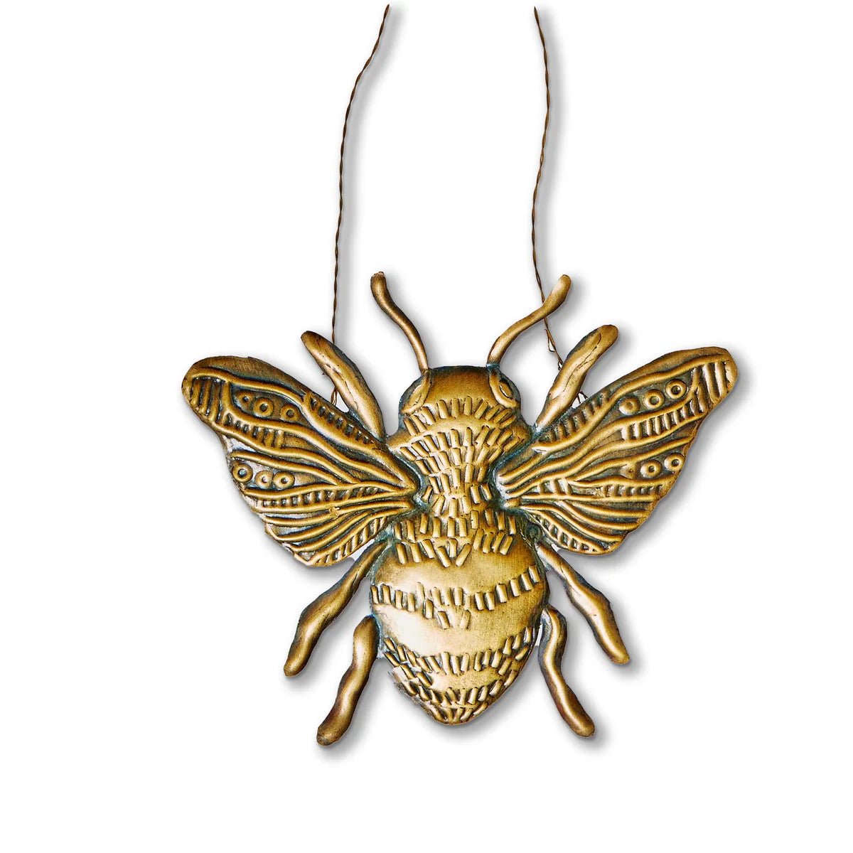 Bee Stamped Metal Ornament - Knot and Spool
