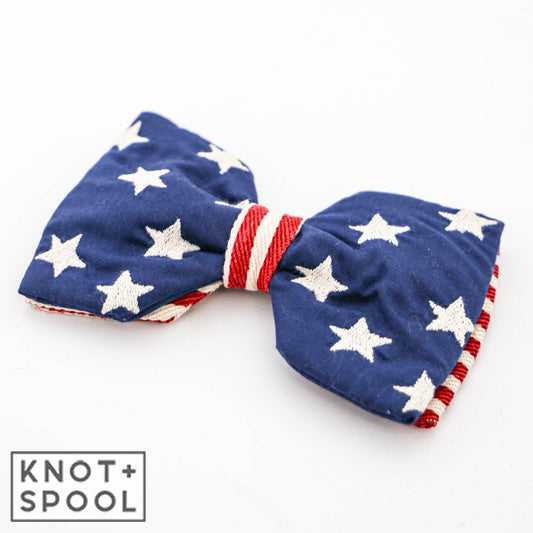 Canvas Americana Flag Bow with Clip - Knot and Spool