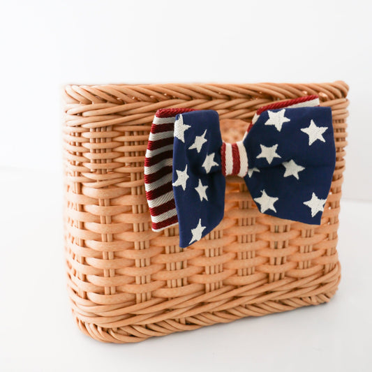 Canvas Americana Flag Bow with Clip - Knot and Spool