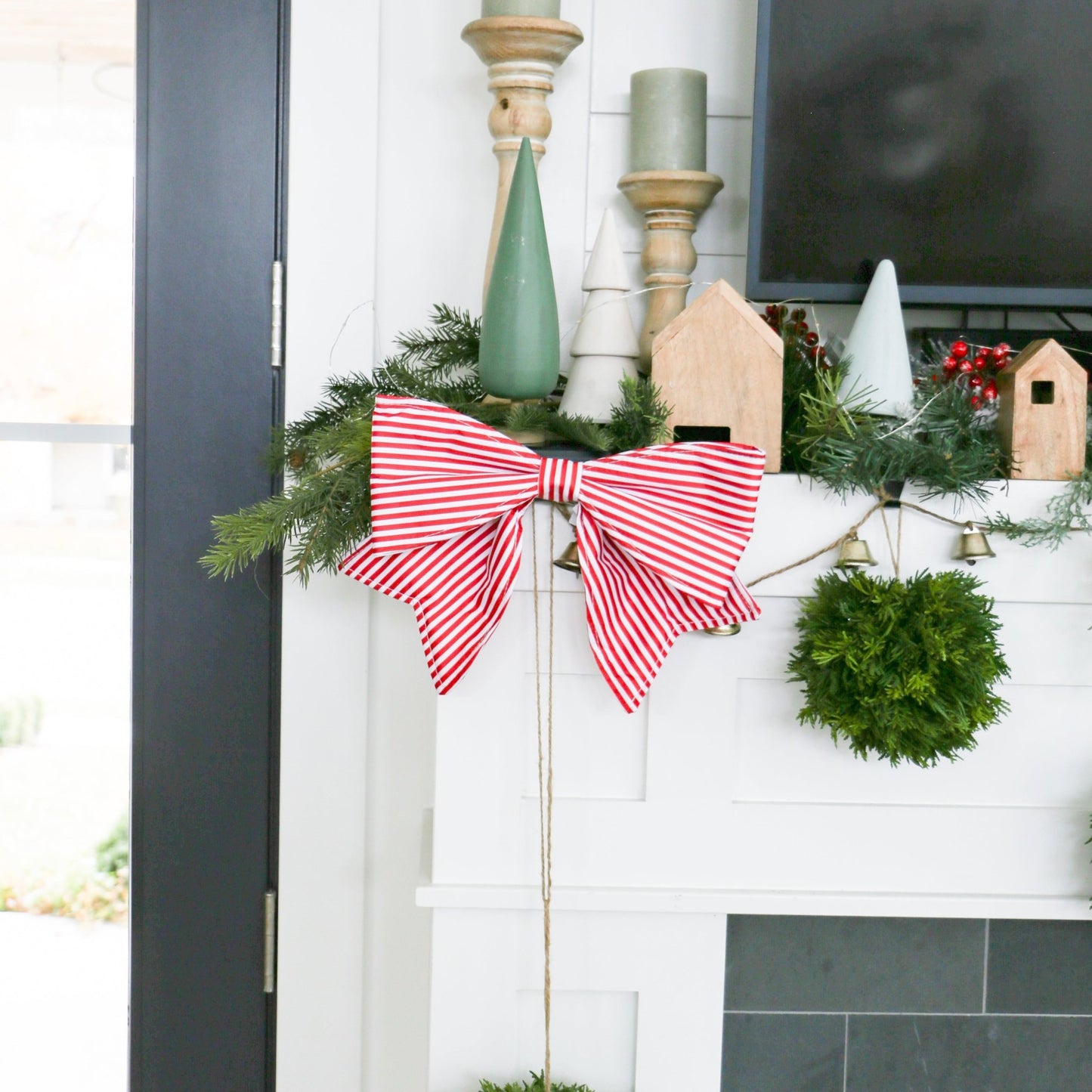 Classic Holiday Stripe Bow | 15.5 - inch - Knot and Spool