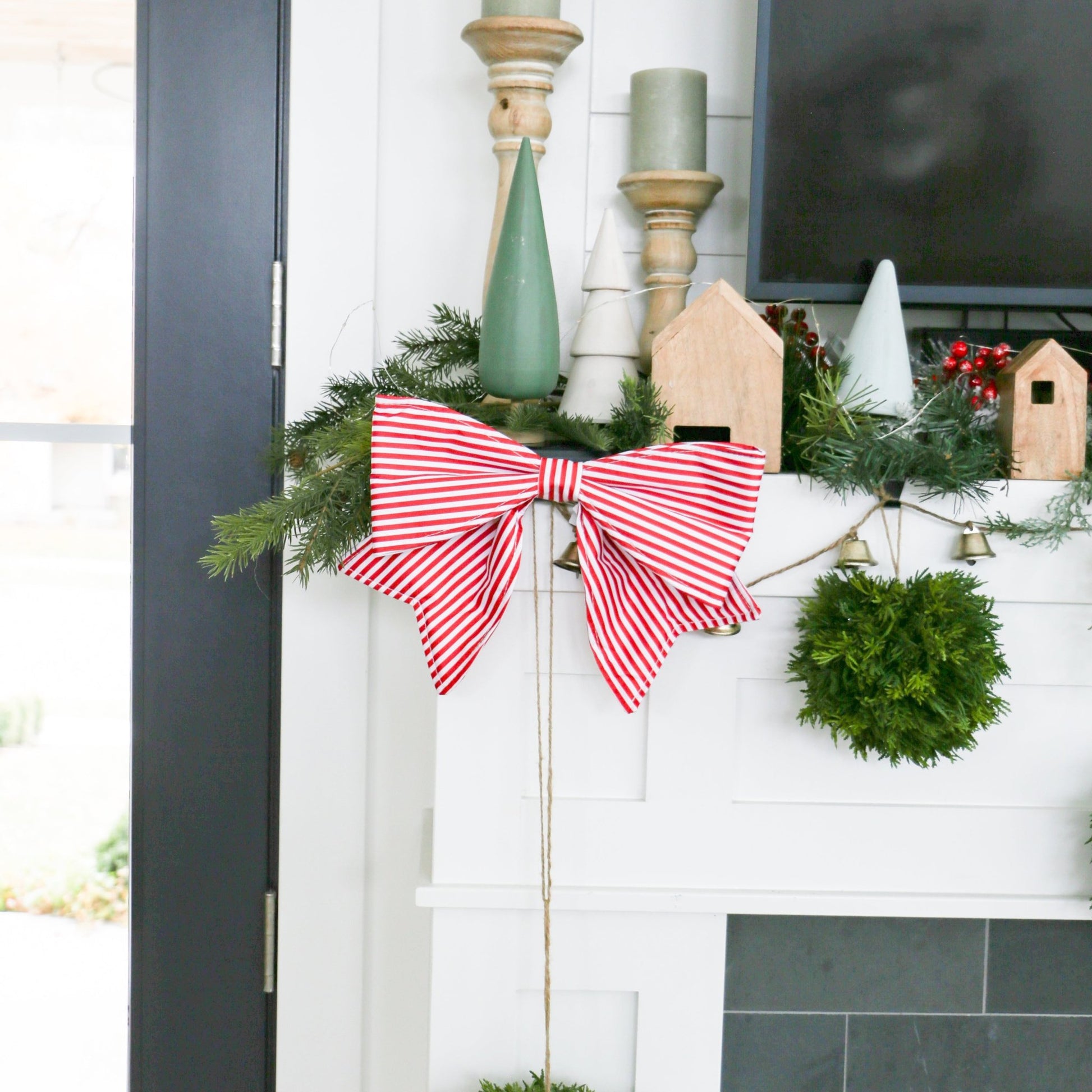 Classic Holiday Stripe Bow | 15.5 - inch - Knot and Spool