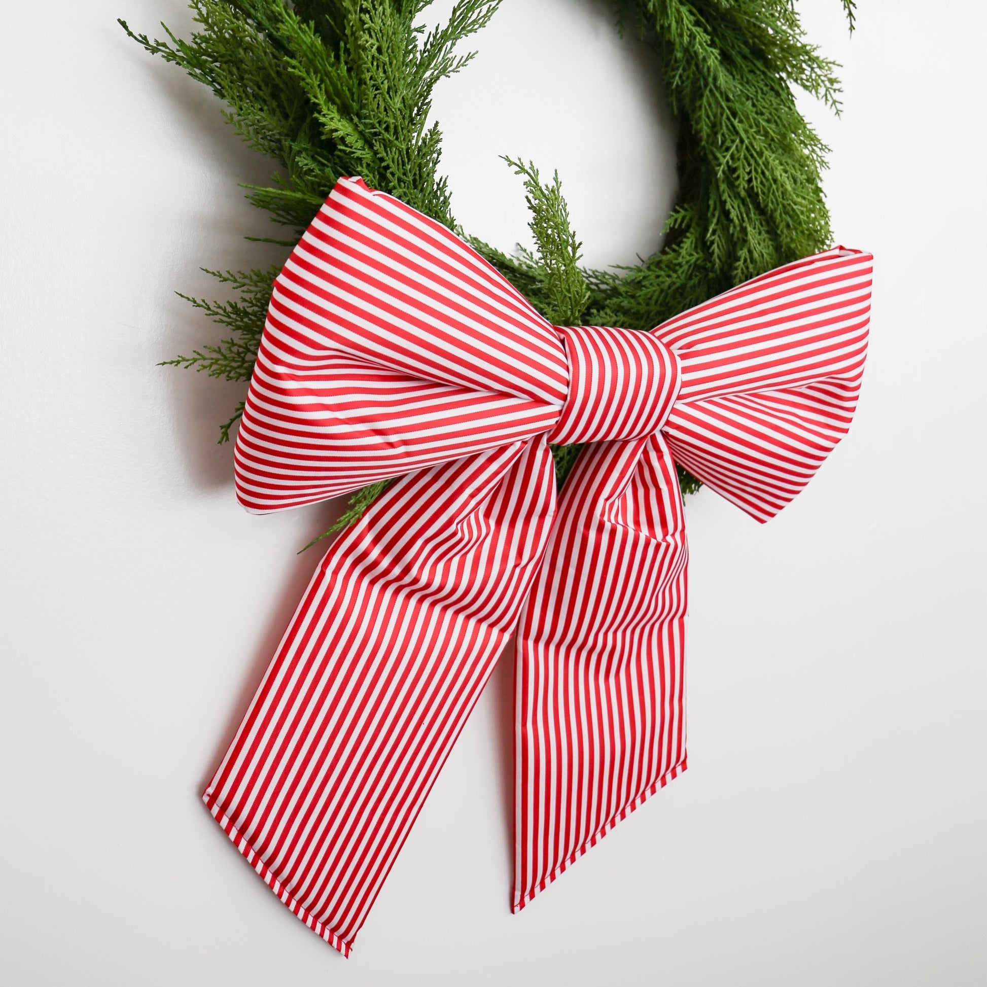 Classic Holiday Stripe Double - Tail Bow | Large - Knot and Spool