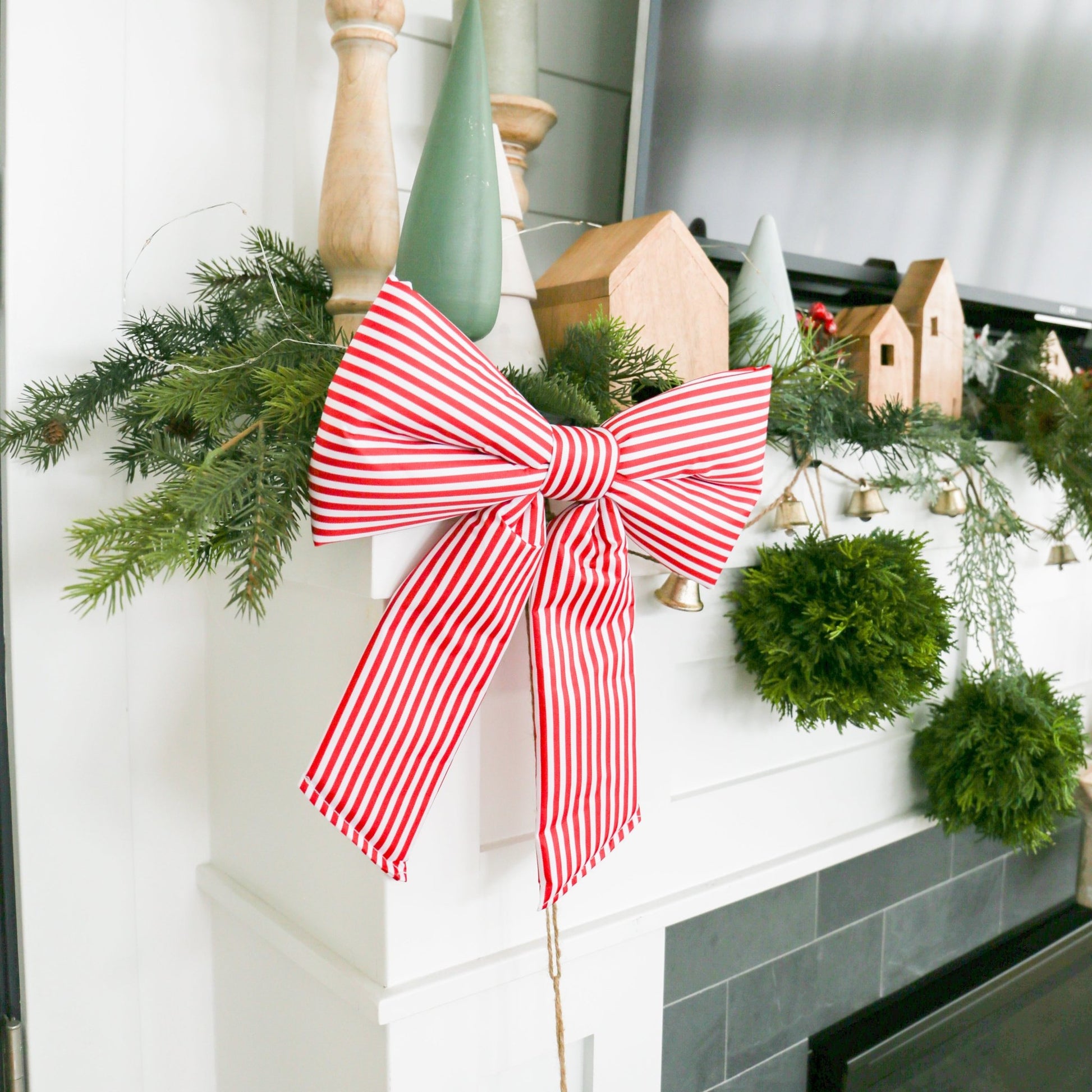 Classic Holiday Stripe Double - Tail Bow | Small - Knot and Spool