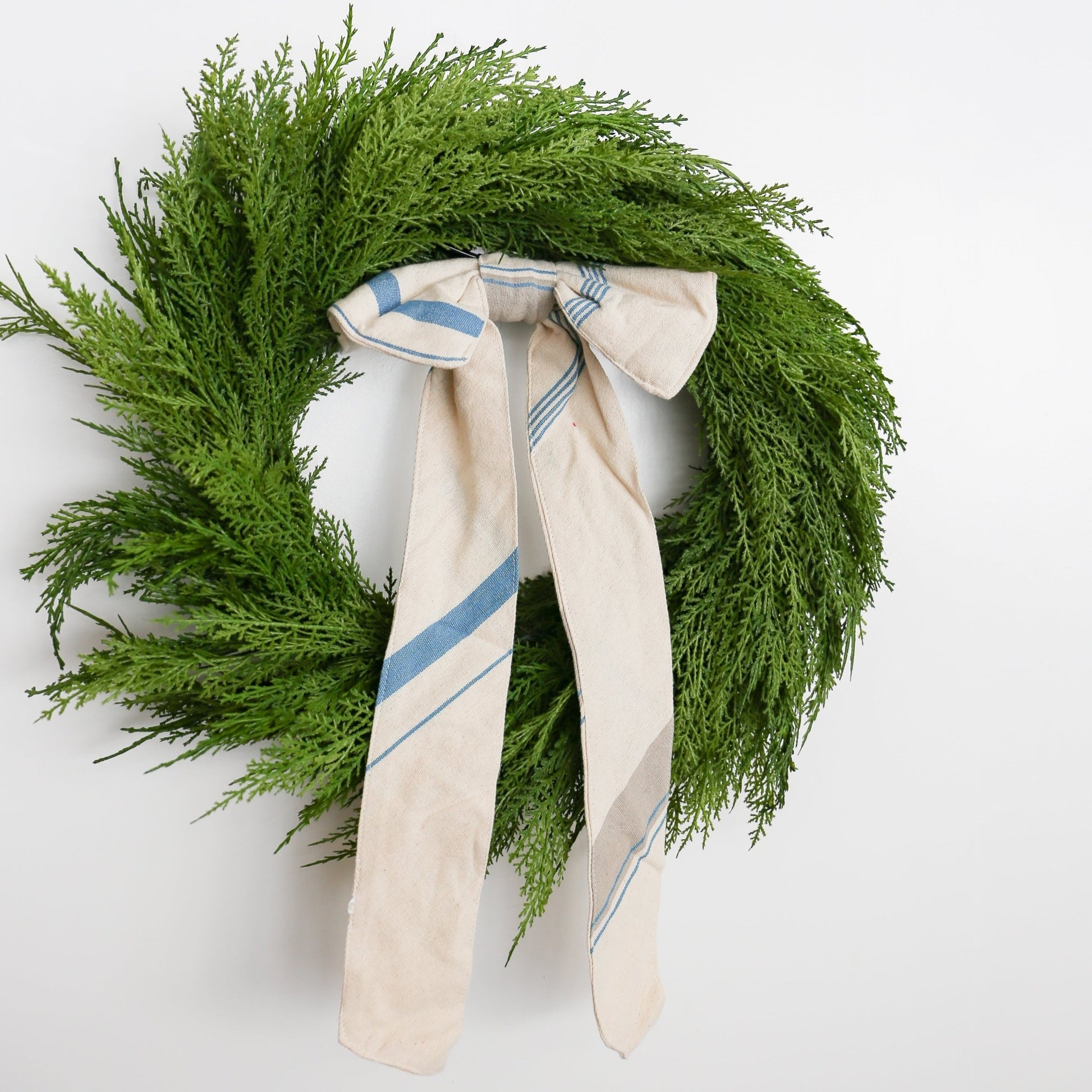 Classic Woven Blue & Natural Stripe Bow with Clip | 21 - inch - Knot and Spool