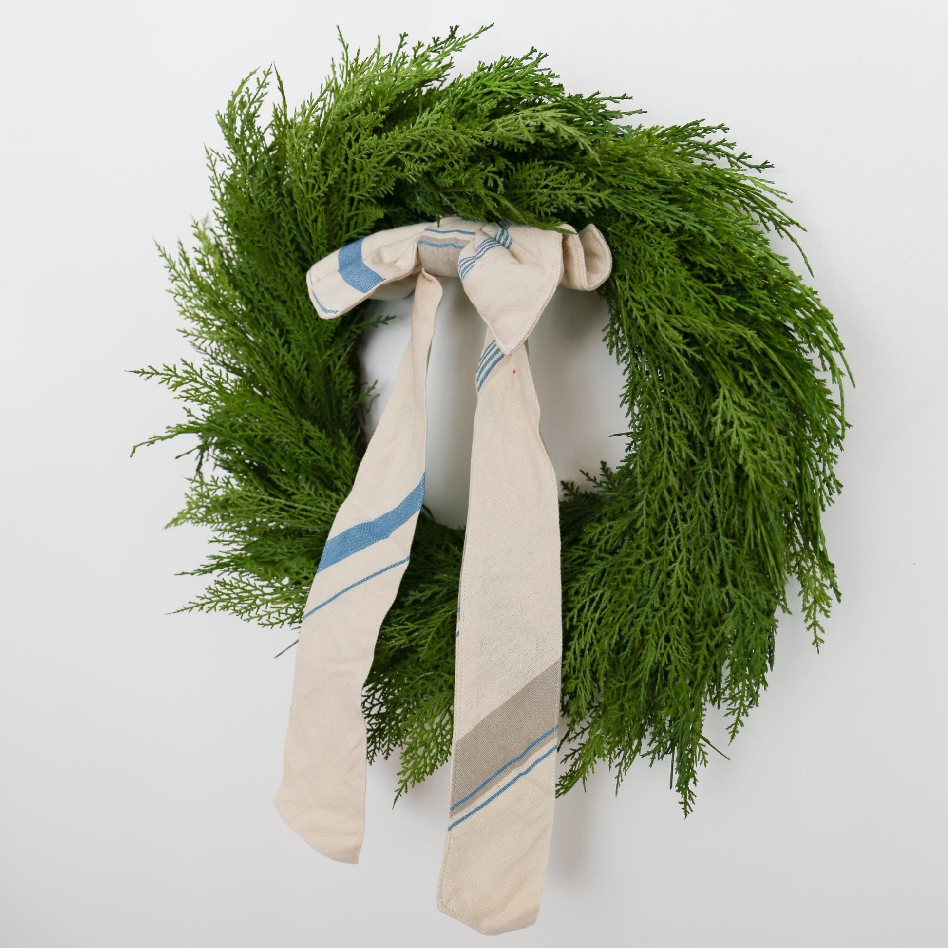 Classic Woven Blue & Natural Stripe Bow with Clip | 21 - inch - Knot and Spool