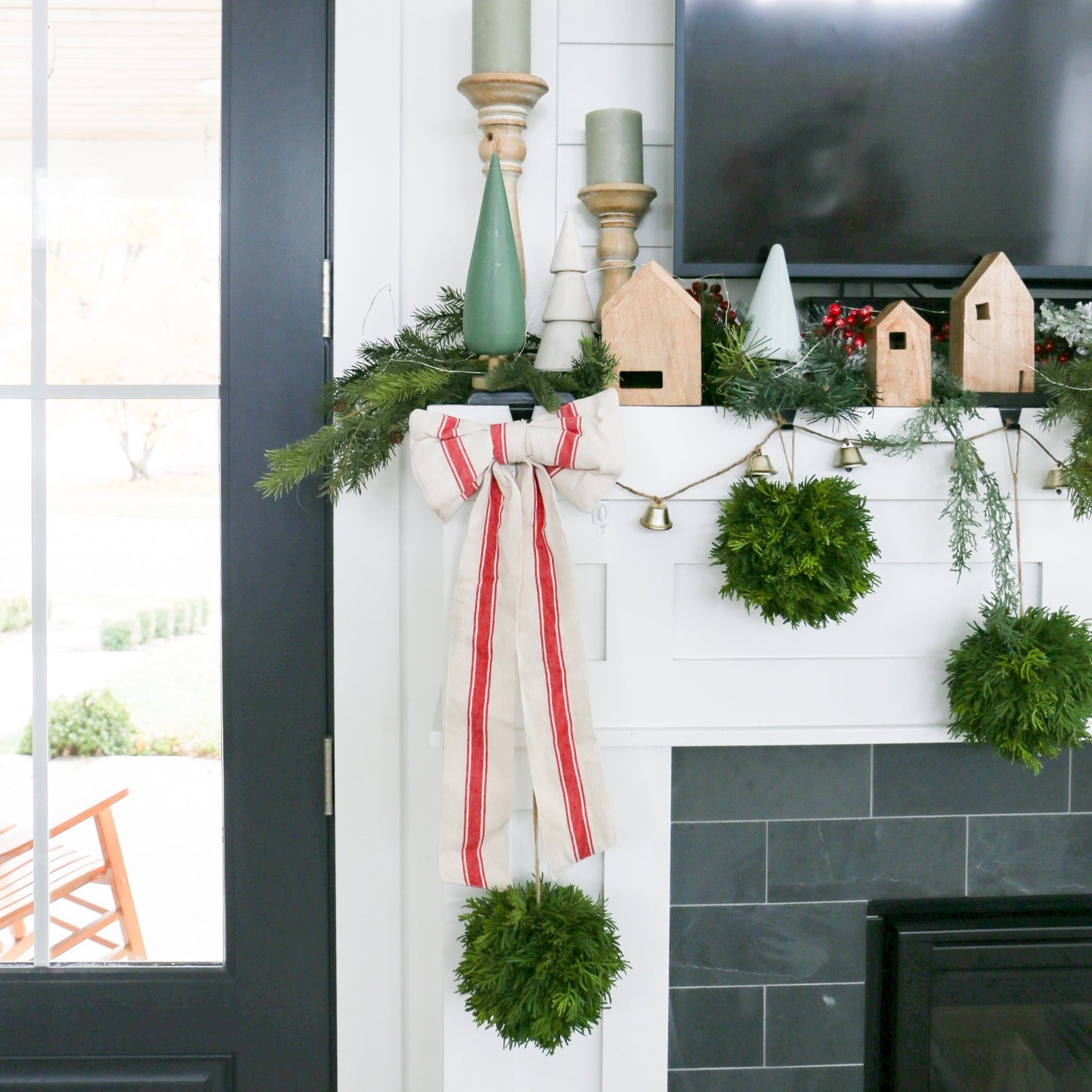 Classic Woven Red & Natural Stripe Bow with Clip | 21 - inch - Knot and Spool