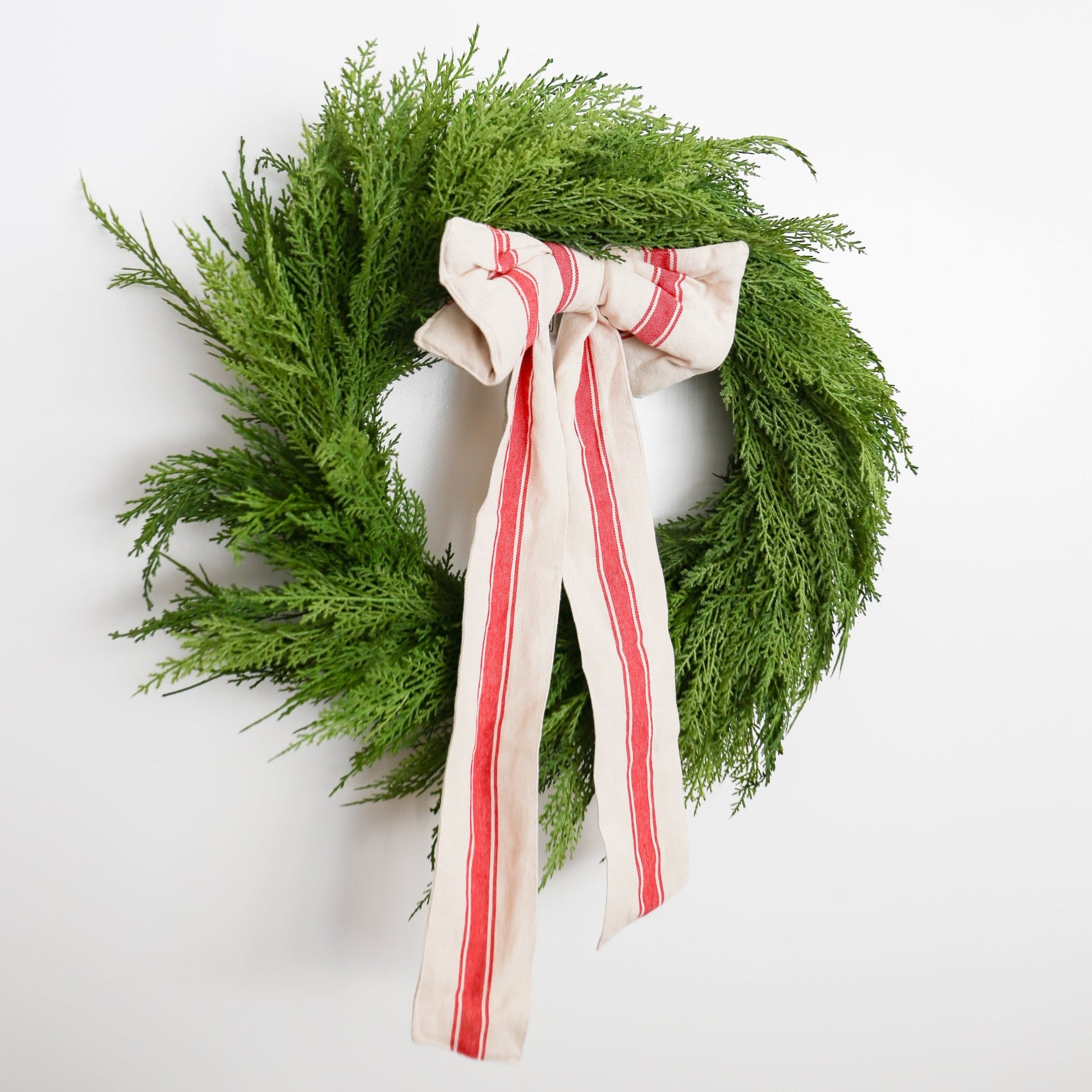 Classic Woven Red & Natural Stripe Bow with Clip | 21 - inch - Knot and Spool