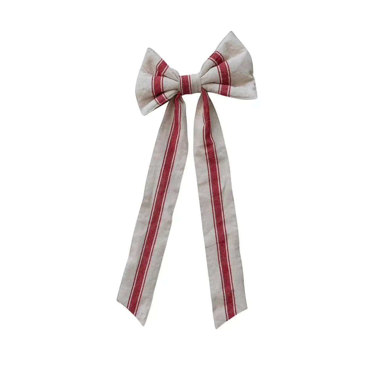 Classic Woven Red & Natural Stripe Bow with Clip | 21 - inch - Knot and Spool