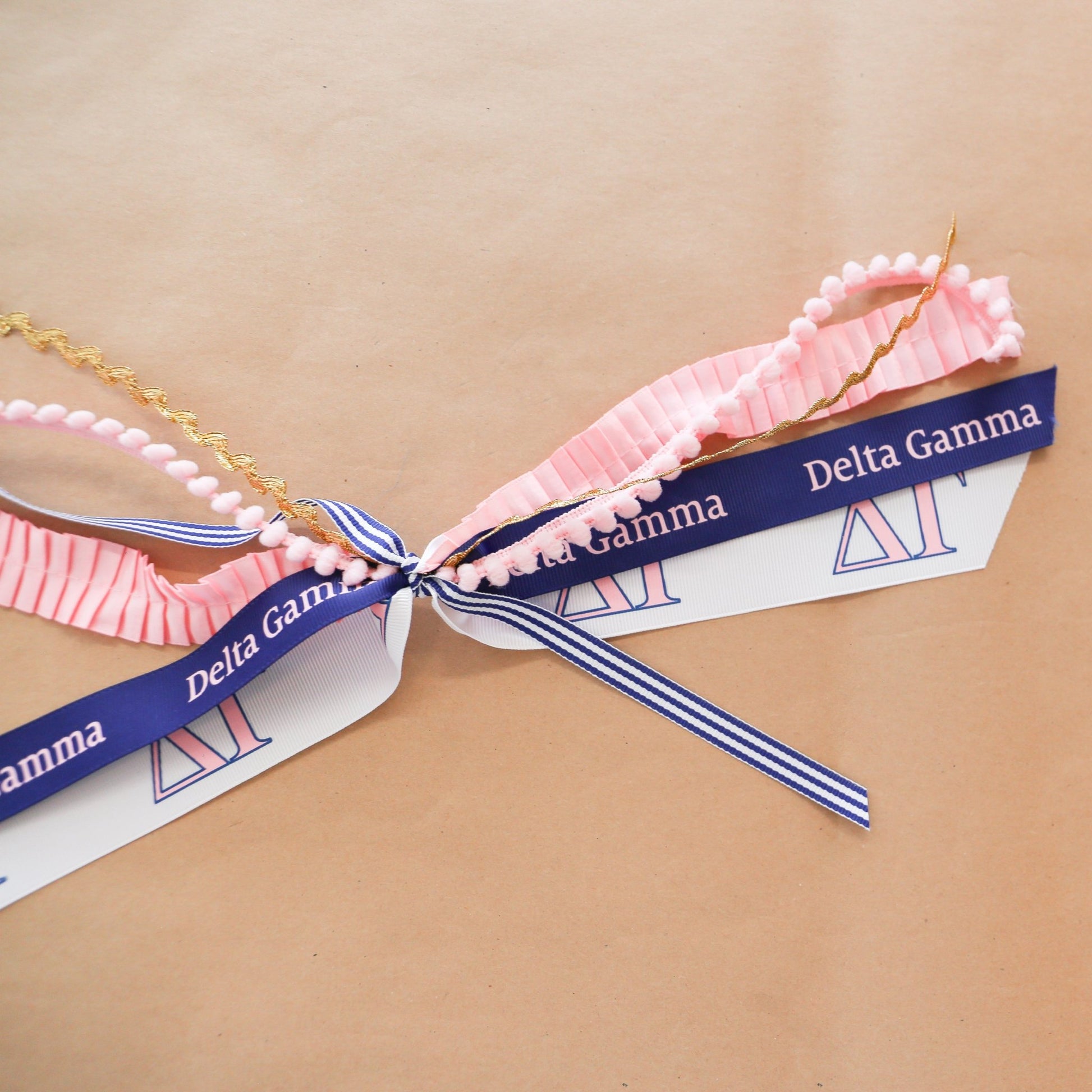 Delta Gamma Ribbon Tassel - Knot and Spool