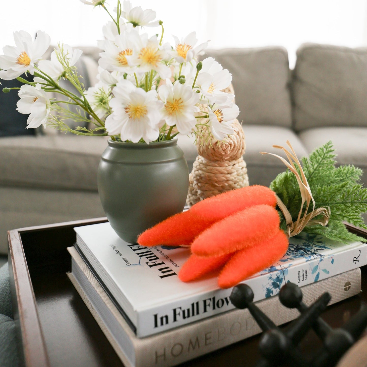 Flocked Cluster of 6 Orange Carrots - Large - Knot and Spool
