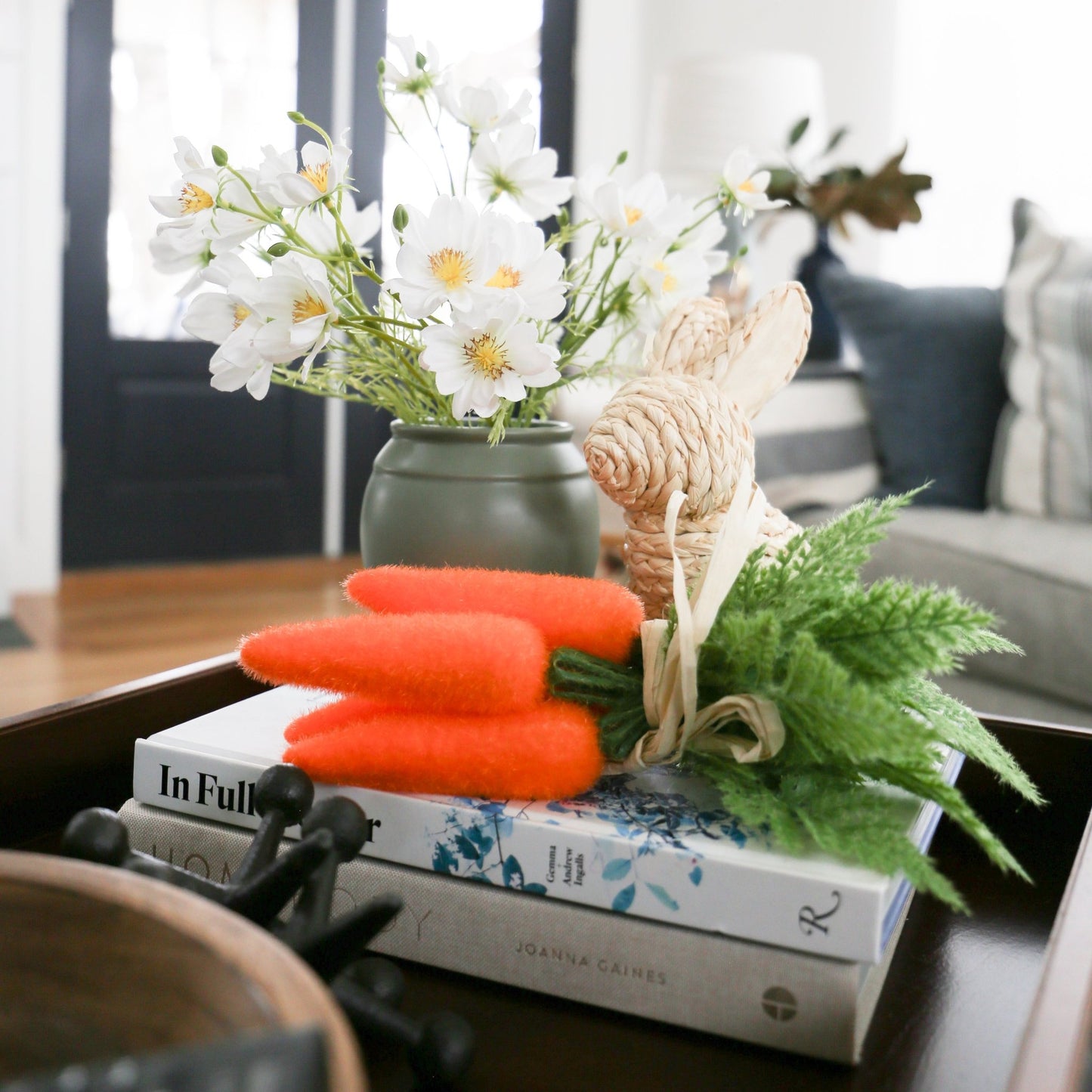 Flocked Cluster of 6 Orange Carrots - Large - Knot and Spool