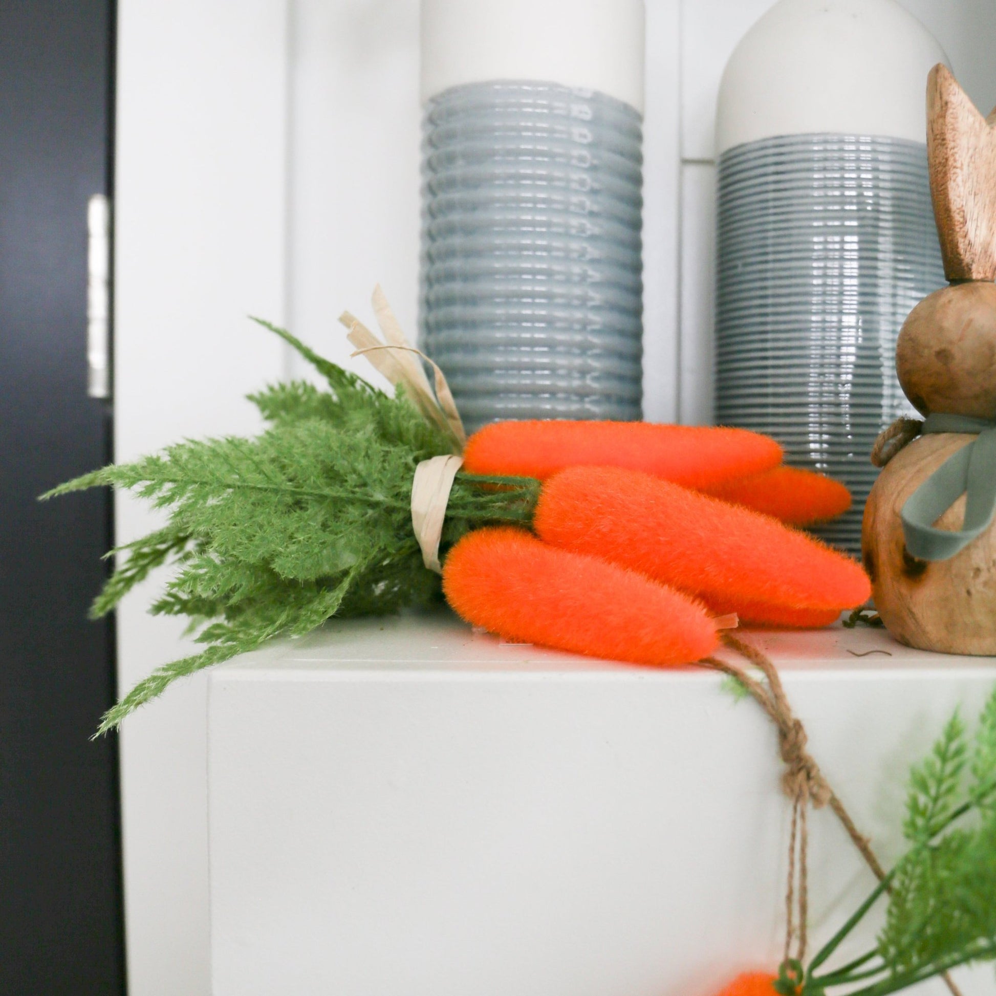 Flocked Cluster of 6 Orange Carrots - Large - Knot and Spool