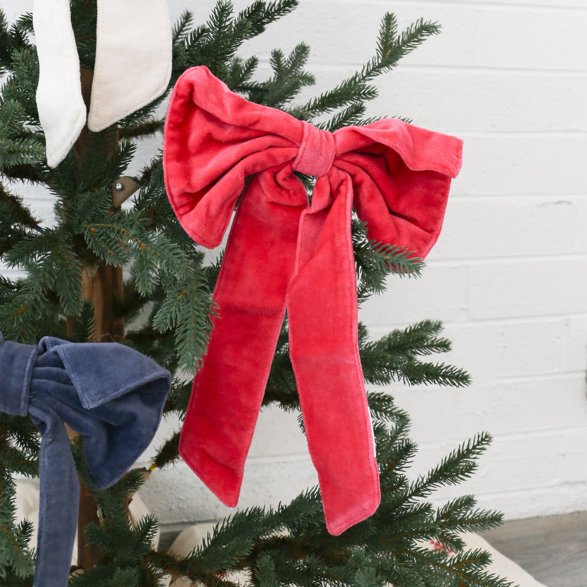 Fuchsia Cotton Velvet Bow with Clip | 8" x 13" - Knot and Spool