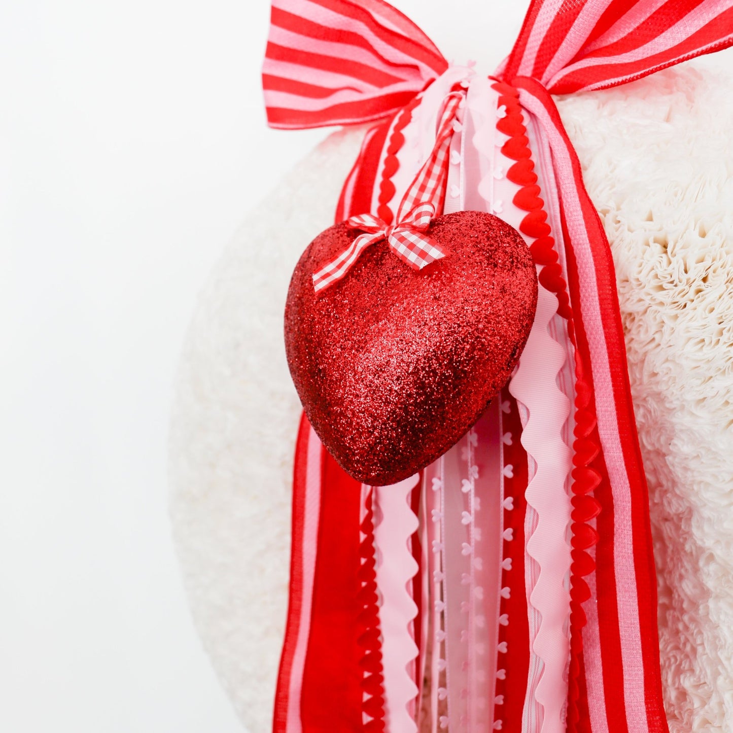 Glittered Heart Ornament With Gingham Ribbon - Knot and Spool