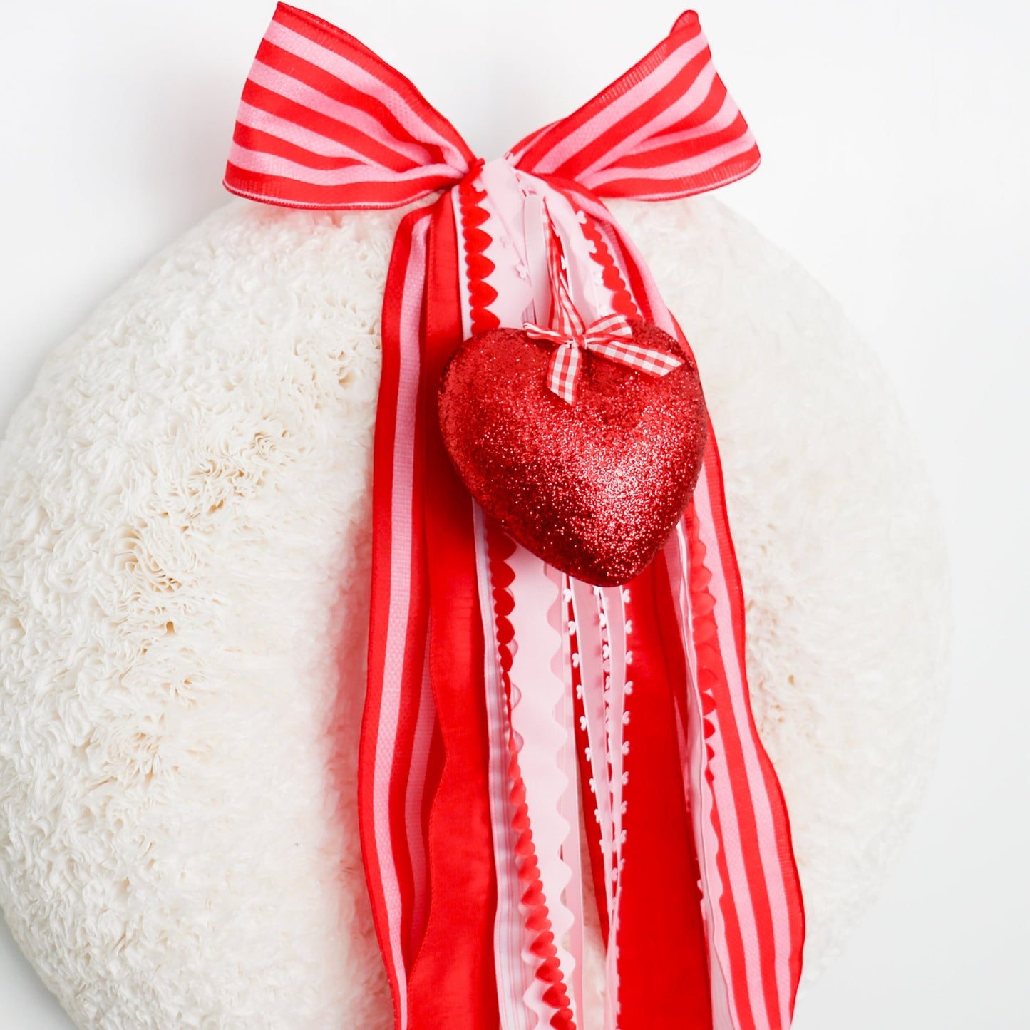 Glittered Heart Ornament With Gingham Ribbon - Knot and Spool