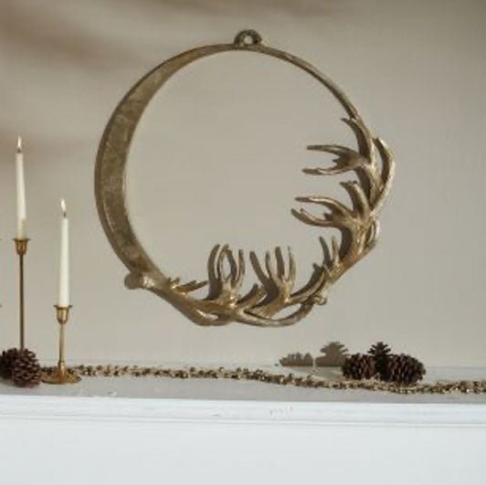Gold Metal Deer Antler Wreath - Knot and Spool