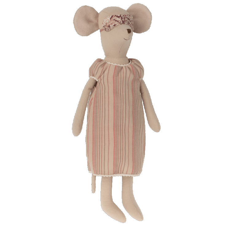 2022 Maileg Mouse Medium-Pink Stripe Nightgown