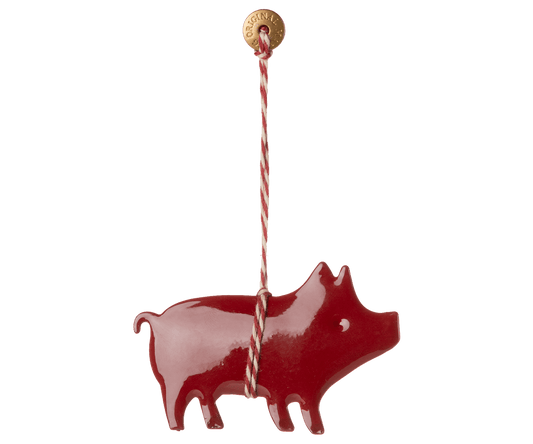 Maileg Metal Red Pig Ornament - Knot and Spool
