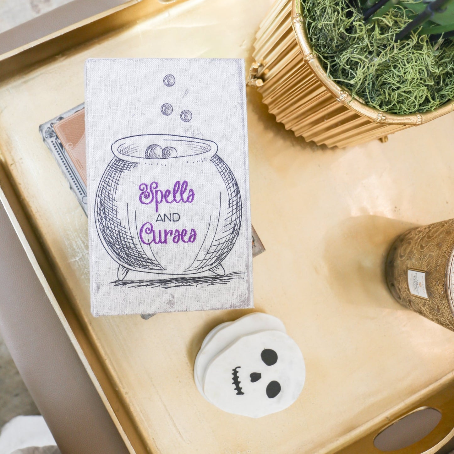 MDF & Fabric Witchy Book Stack Decor 3 A - Knot and Spool