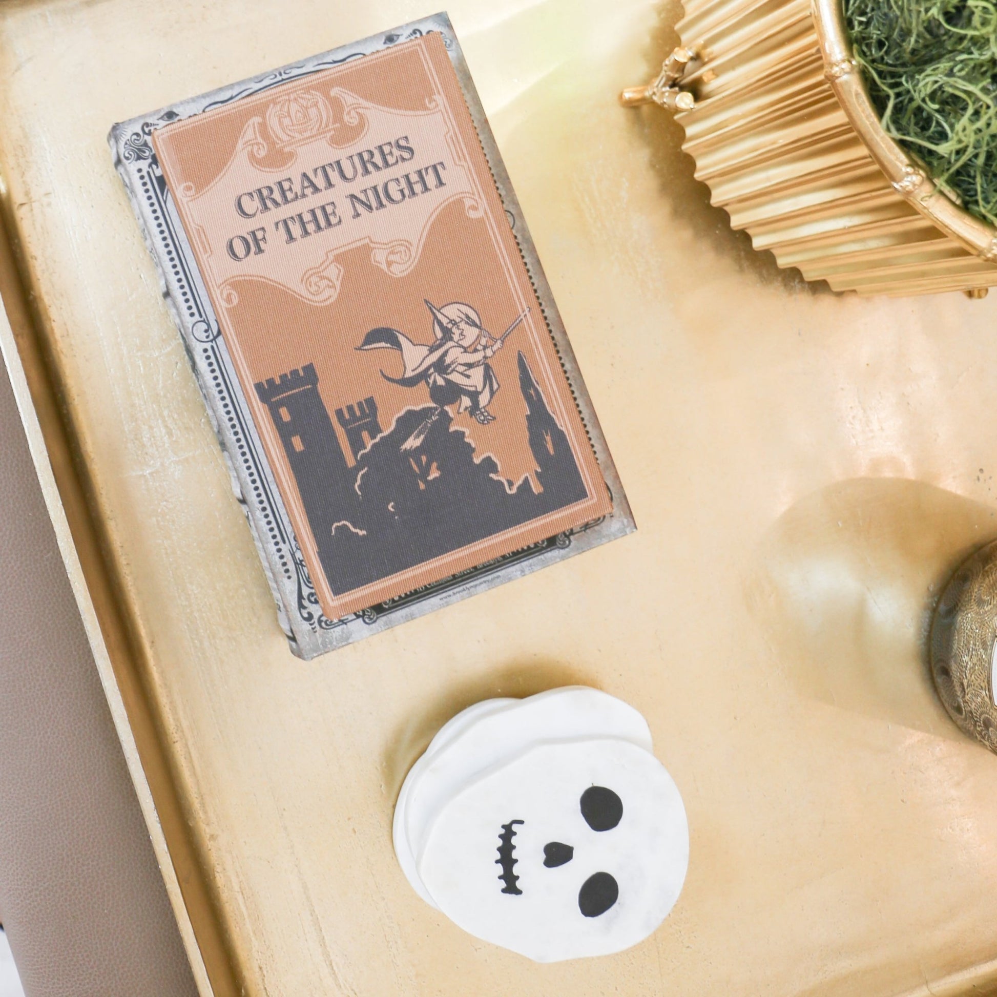 MDF & Linen Halloween Themed Book Storage Box - Knot and Spool