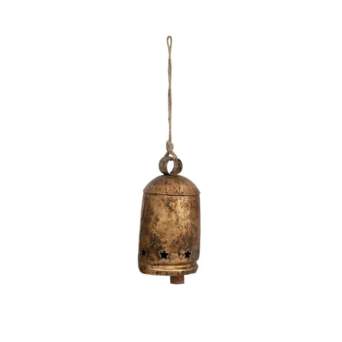 Steel Bell Rope Metal Bell on Jute Rope with Star Cut-Outs – Knot and Spool