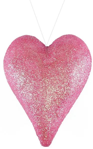 Pink Glittered Heart Ornament - Knot and Spool