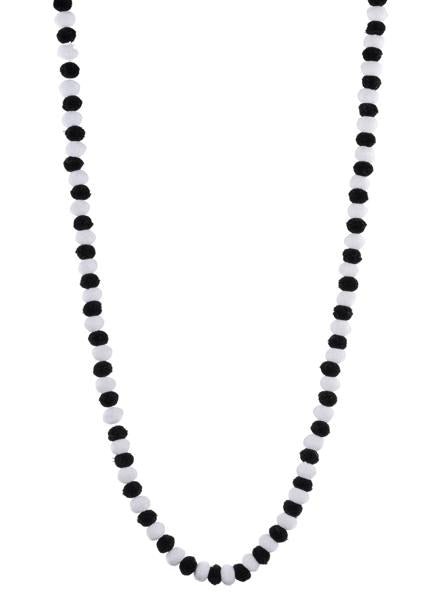 POMPOM GARLAND - BLACK/WHITE - 68" - Knot and Spool