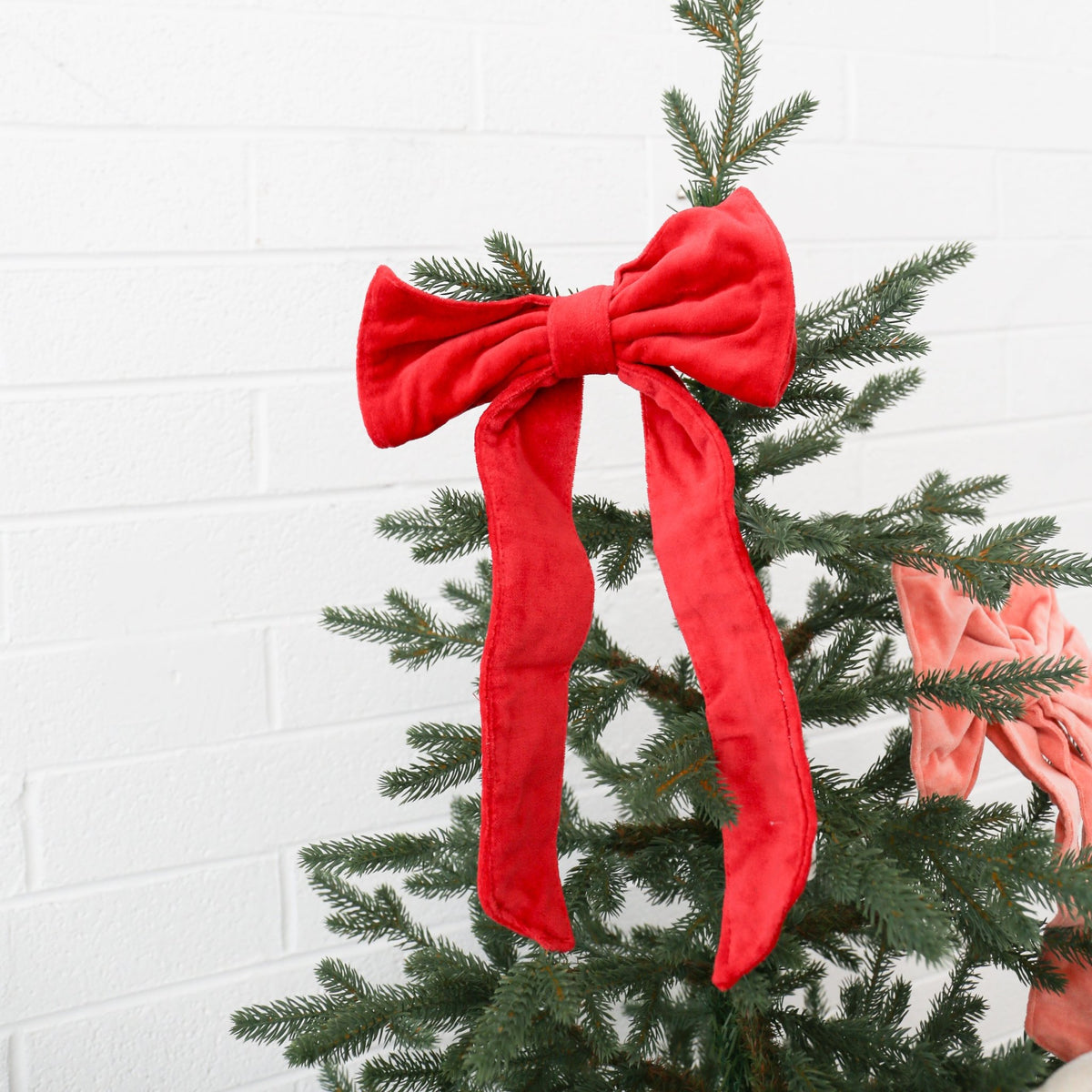 Red Cotton Velvet Bow with Clip | 8" x 13" - Knot and Spool