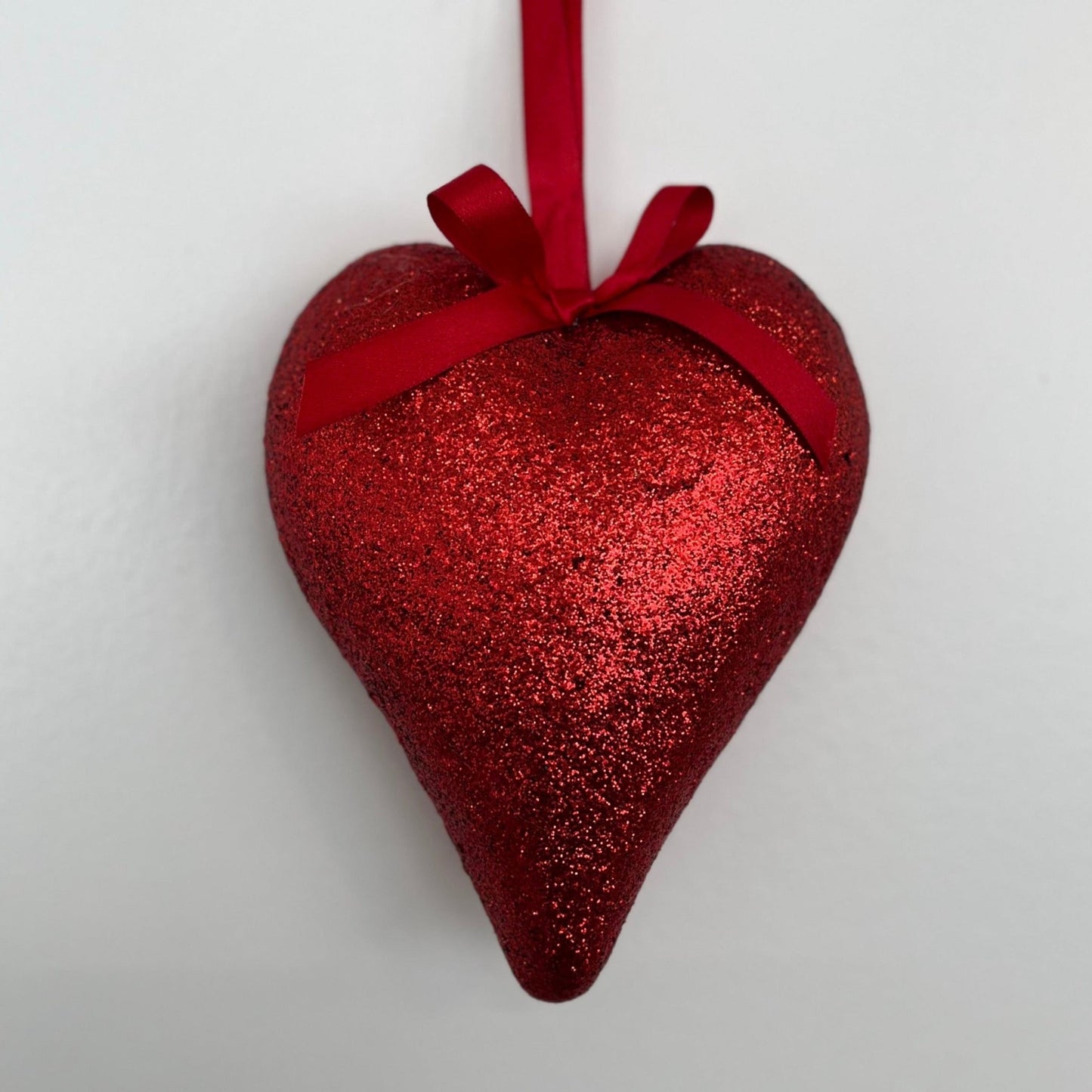 Red Glittered Heart Ornament - Knot and Spool
