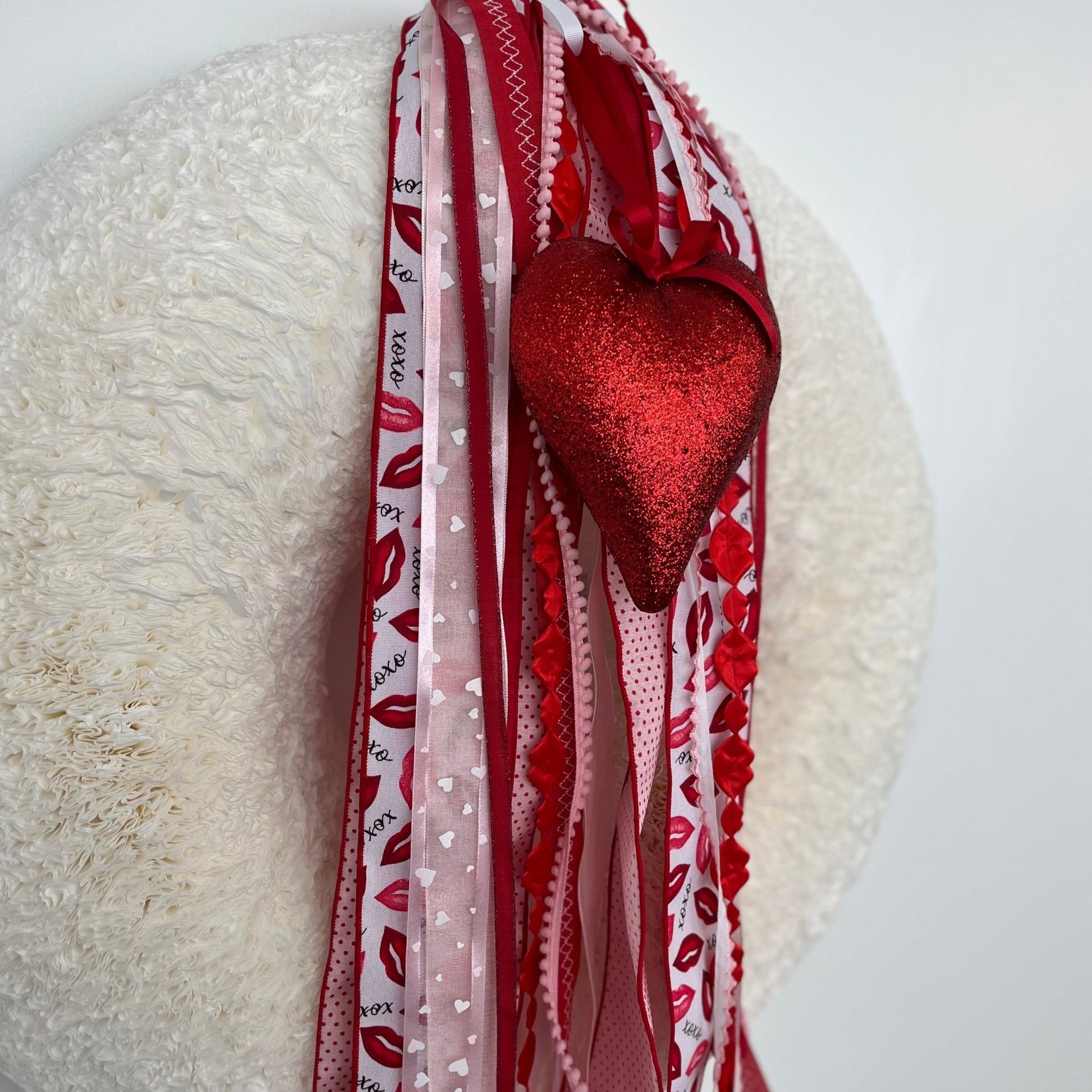 Red Glittered Heart Ornament - Knot and Spool