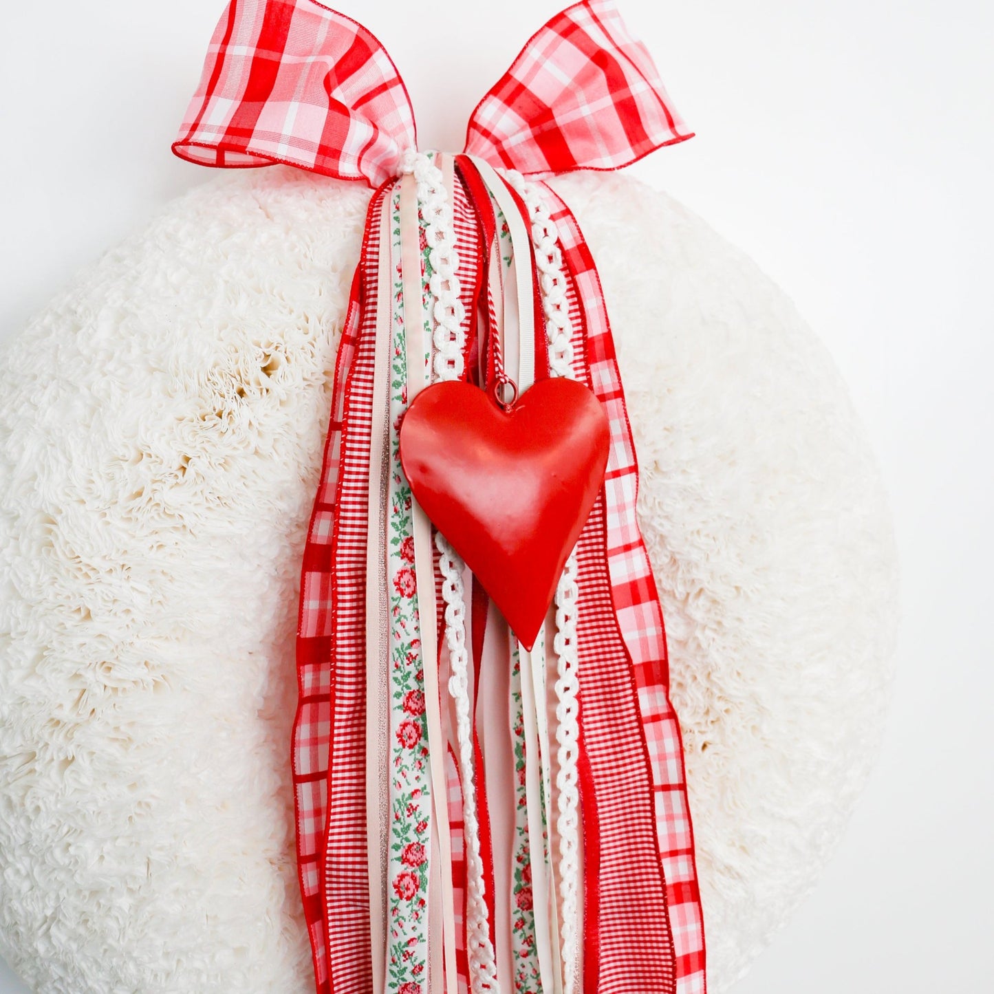 Red Metal Heart Ornament | 5 x 6 inches - Knot and Spool