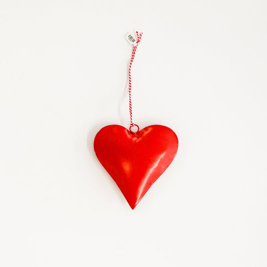 Red Metal Heart Ornament | 5 x 6 inches - Knot and Spool