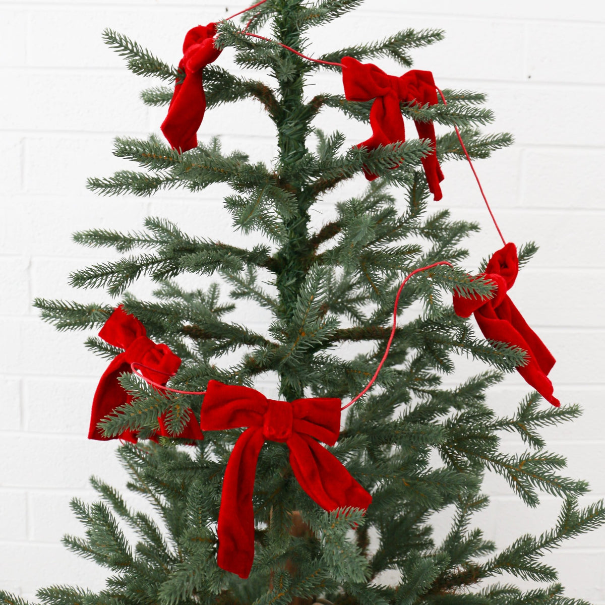 Red Velvet Bow Garland | 5' Christmas Garland - Knot and Spool