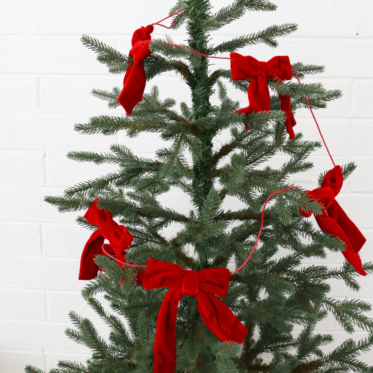Red Velvet Bow Garland | 5' Christmas Garland - Knot and Spool