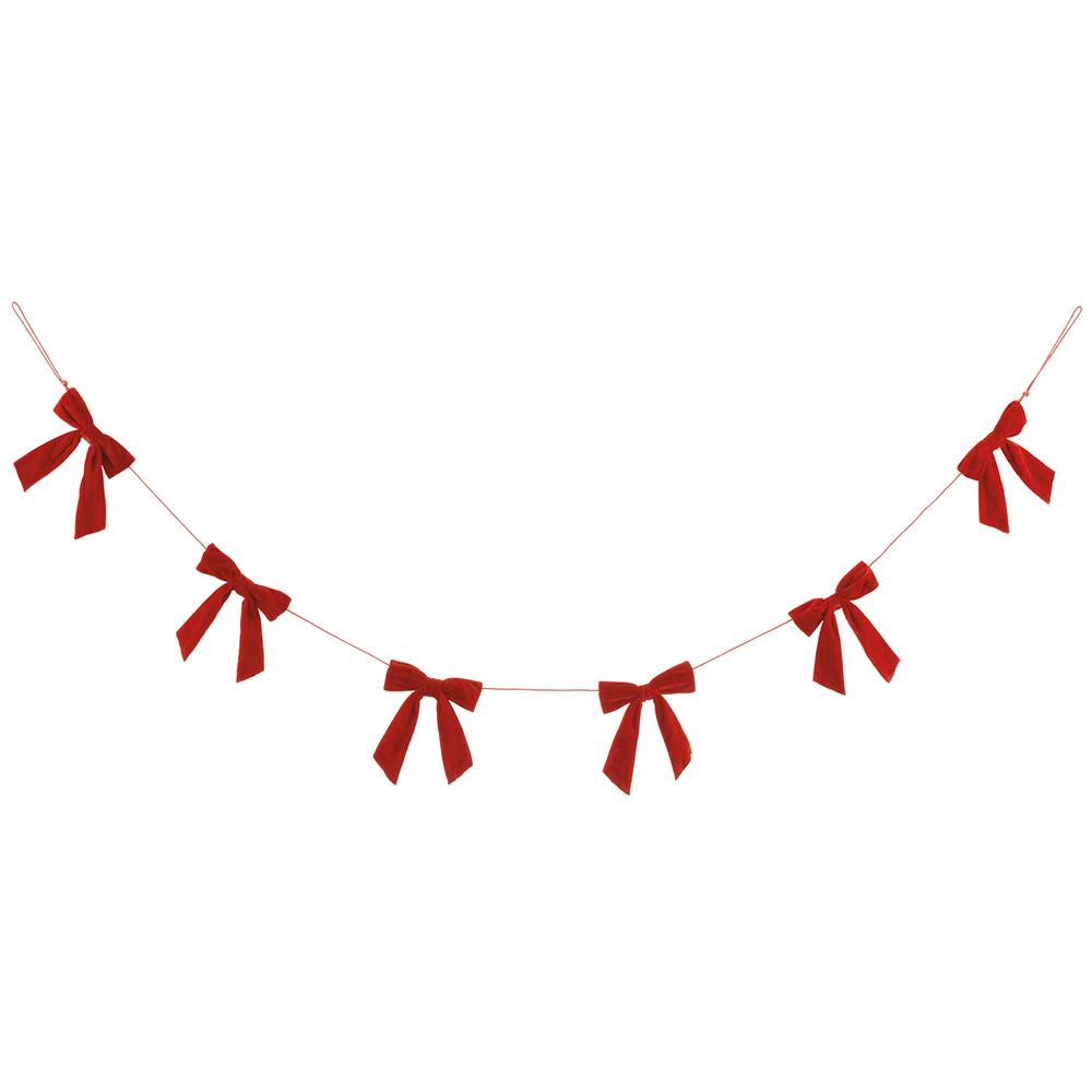 Red Velvet Bow Garland | 5' Christmas Garland - Knot and Spool