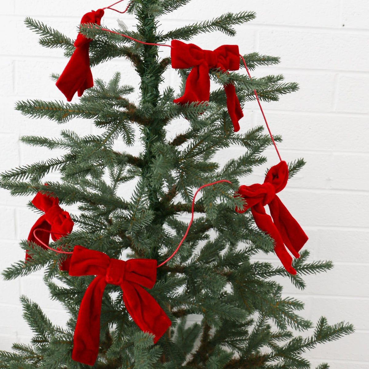 Red Velvet Bow Garland | 5' Christmas Garland - Knot and Spool