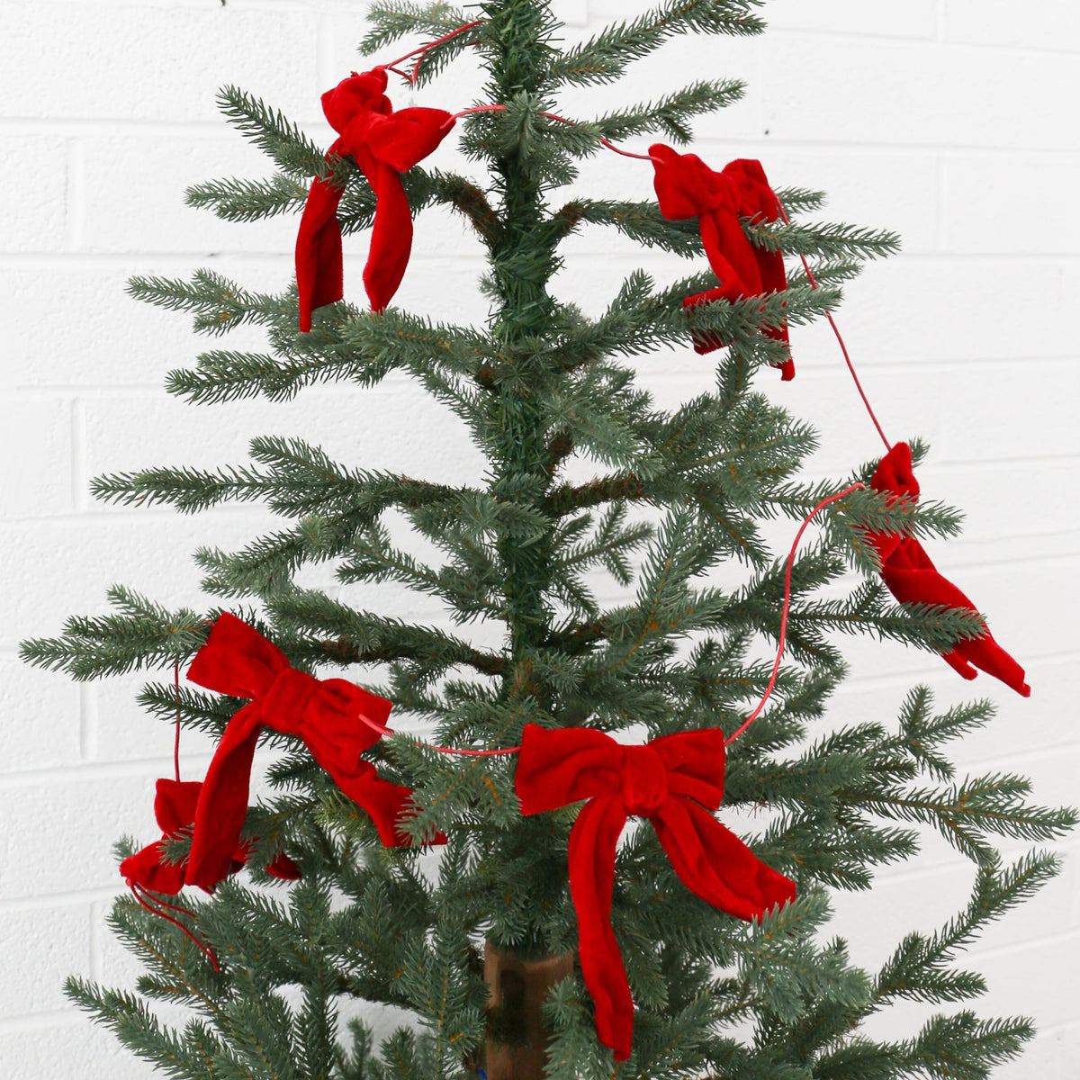 Red Velvet Bow Garland | 5' Christmas Garland - Knot and Spool