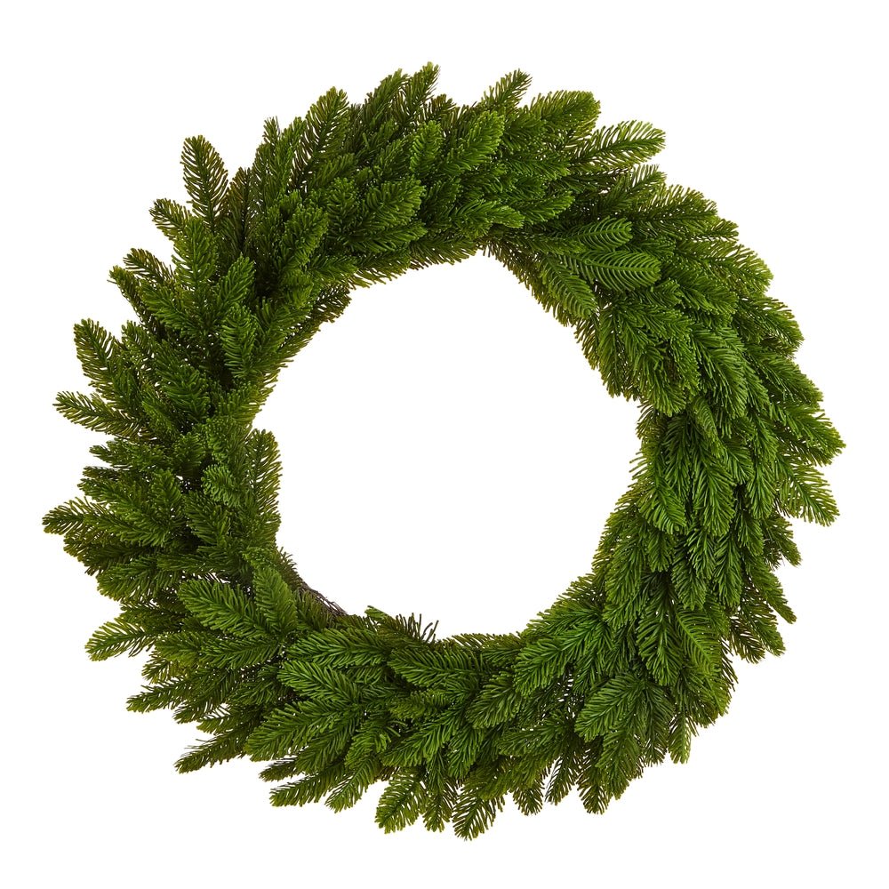 Round Faux Real Touch Green Cedar Wreath | 28-inch - Knot and Spool