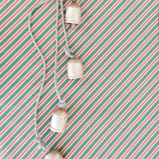 Set of 4 Rustic Iron Hanging Bells with Jute Rope - Knot and Spool