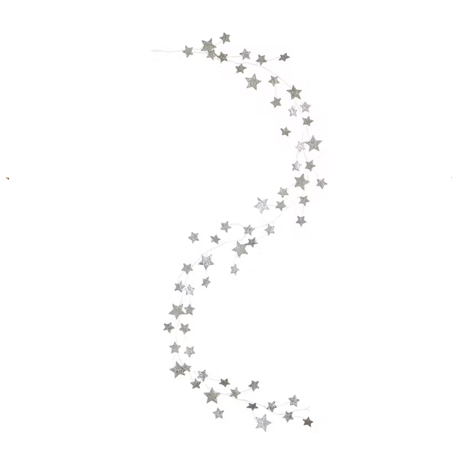 Silver Glitter Star Garland | 72 - inches - Knot and Spool