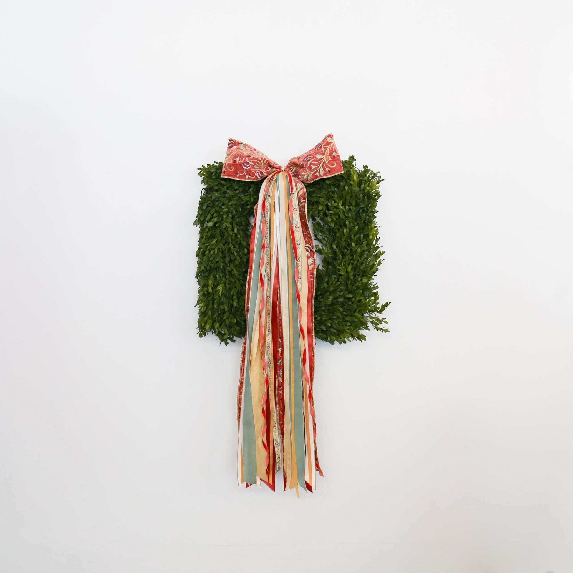 Square Green Tea Wreath | 18 - inch with Ribbon Set