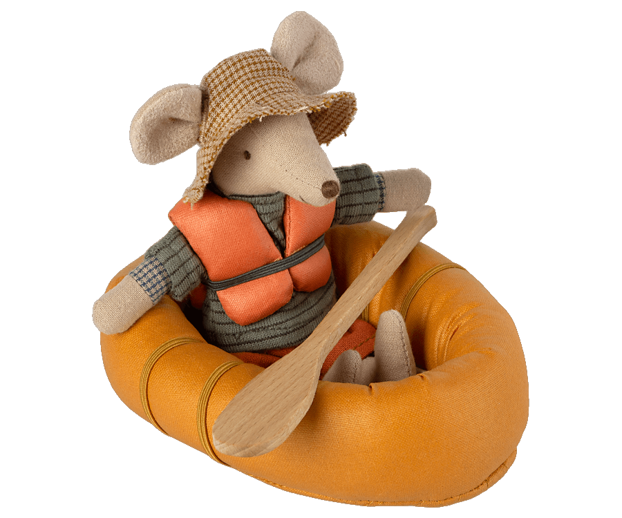 Maileg Rubber Boat, Mouse-Dusty Yellow
