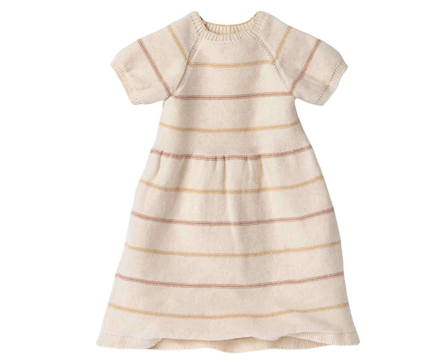 2022 Maileg Knitted Dress-Size 4, Cream Pink & Yellow Stripe